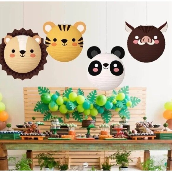 8pc Animal Lantern Jungle Party Kids Safari Decor Paper Kids Hanging Decorations - Picture 4 of 6